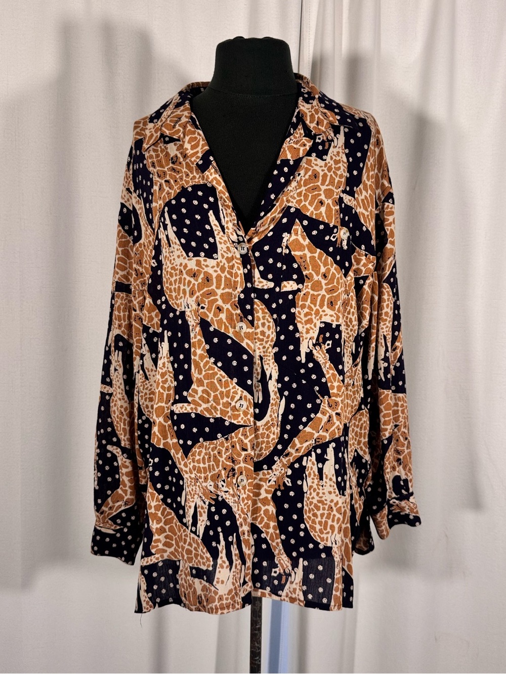 Vintage Evan Picone Giraffe Print Tunic Blouse